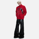 Original Patchwork Fleece Stand Neck Cardigan