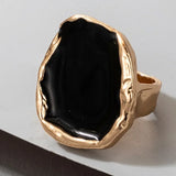 Gothic Large Black Irregular Ring