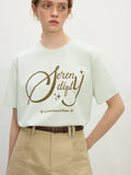 Women Versatile Retro Loose Round Neck Alphabet T-Shirt