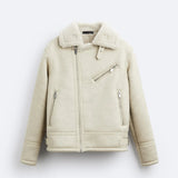 Warm Lapel Suede Motorcycle Jacket