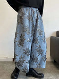 Men Floral Embroidery Baggy Wide Leg Pants