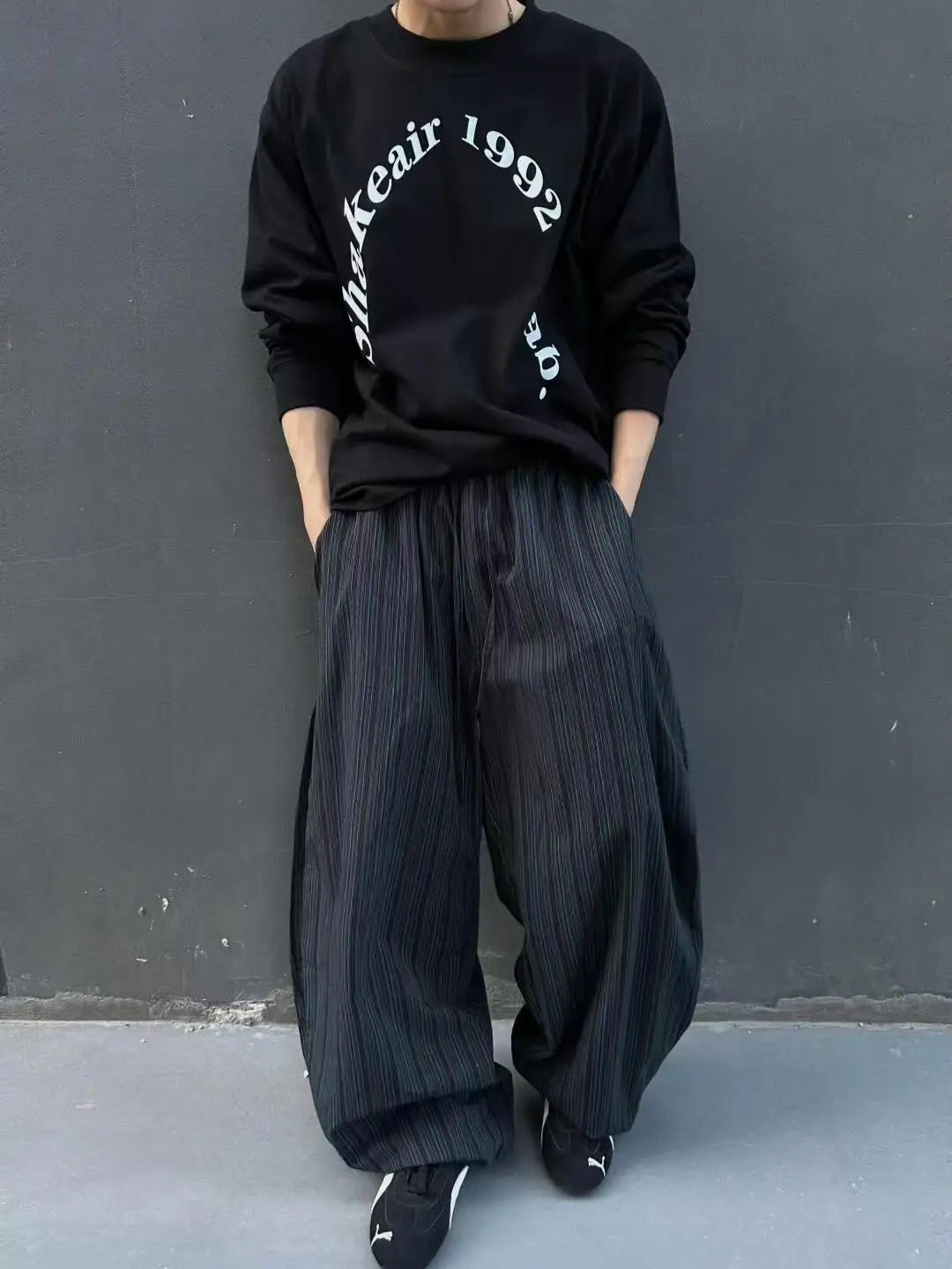 Striped Blade Design Wide Pants