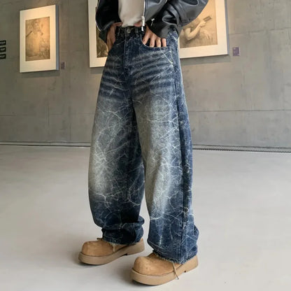 Electric Blue Graffiti Washed Scimitar Jeans