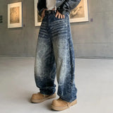 Electric Blue Graffiti Washed Scimitar Jeans