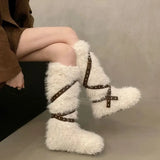 Gothic Y2K Plush Furry Winter Boot