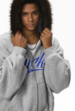 Cozy Embroidered Faux Fur Collar Hooded Sweatshirt