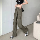 Wide-leg Belt Cargo Pants