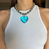Y2K Jewelry Colorful Heart Pendant Necklace