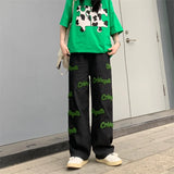 Elastic High Waist Flocked Embroidered Jeans