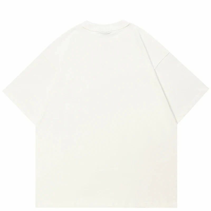Funny Greedy Cat Graphic White T-Shirt