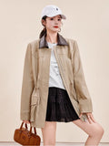 Mid-Length Drawstring Waist Faux Leather Coat
