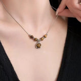 Colorful Stones Flower Pendant Necklace