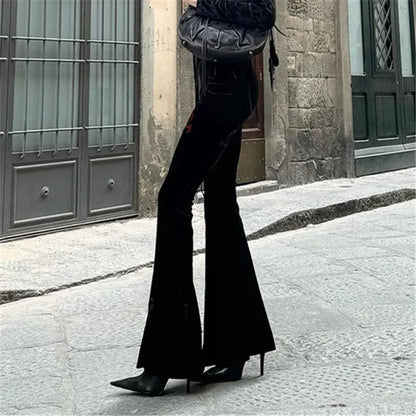 Velvet High Waist Flare Pants