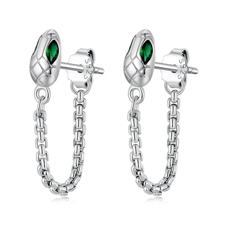 Unique Sterling Silver Snake Tassel Earrings