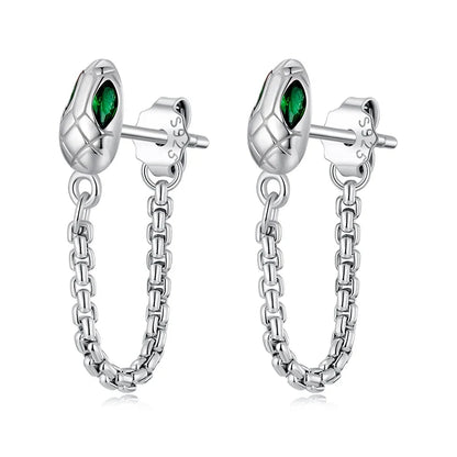 Unique Sterling Silver Snake Tassel Earrings