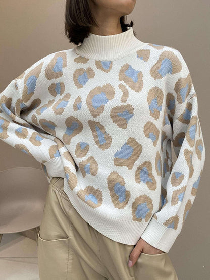 Turtleneck Leopard Women Sweater