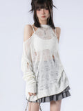 Y2K Black Loose Hollow Out Sweater