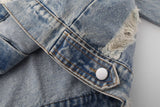 Y2K Embroidery Spider Patch Denim Jacket