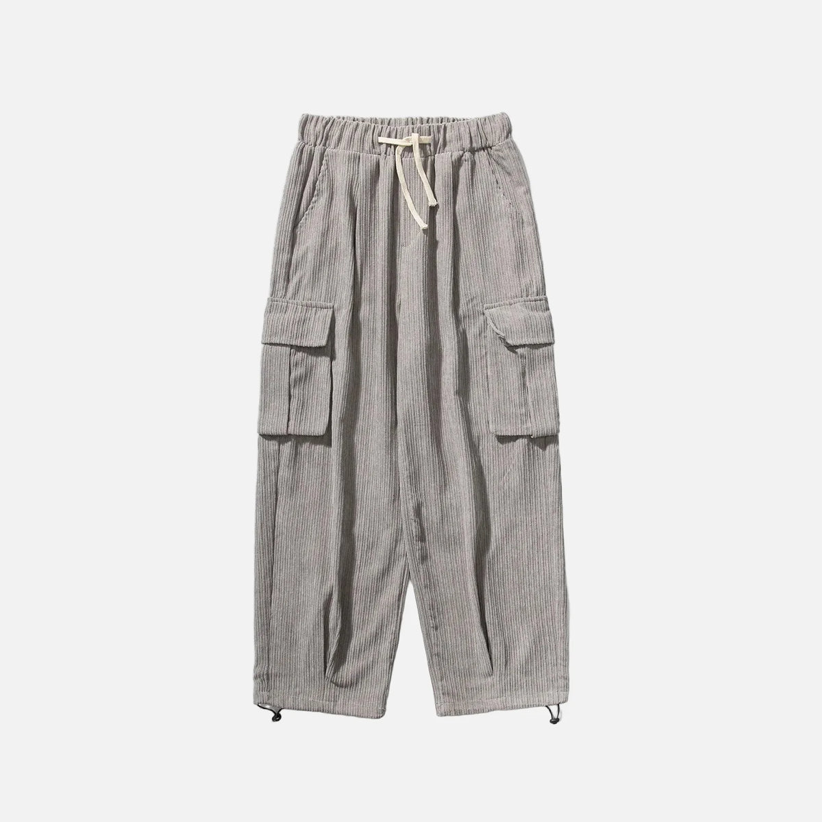 Flattering Corduroy Elastic Waist Cargo Sweatpants
