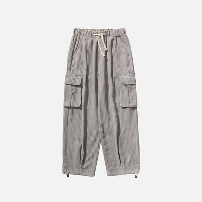 Flattering Corduroy Elastic Waist Cargo Sweatpants