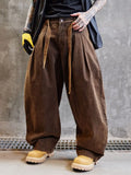 Brown Distressed Loose Fit Wide Jeans