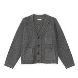 Cozy Contrast Color Wool V-Neck Knit Cardigan