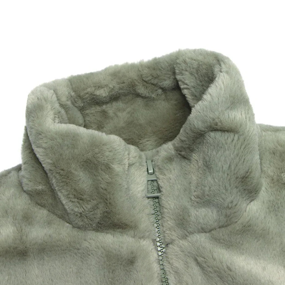 Cozy Letter Patch Fleece Jacket