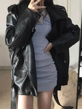Gothic Stylish Black PU Leather Motorcycle Jacket