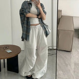 Women Vintage White Striped Summer Baggy Sweatpants