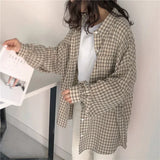 Soft Girl Plaid Casual Button-Up Shirt