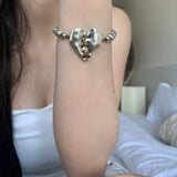 Adjustable Punk Silver Heart Bracelet
