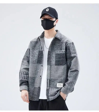 Classic Stylish Color Block Loose Lapel Jacket