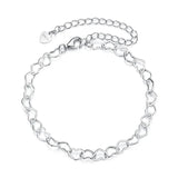 Dainty Hollow Heart Sterling Silver Bracelet