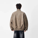 Elevated Stand Collar Faux Leather Jacket