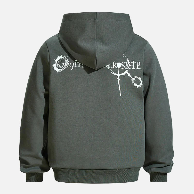 Long-lasting Gothic Printed Loose Hooded Sweatshirt