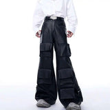 Stylish Timeless Fit High Street Leather Cargo Pants