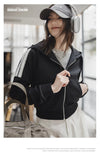 Black Striped Zipper Sweatshirt