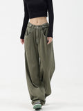 High Waist Green Floor-length Pants