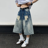 Original Gradient Cozy Vibes Washed Patched Jorts