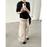 Women Trendy Vintage American Washed Wide Leg Jeans