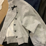 korean Tender Bow Button Up Sweater
