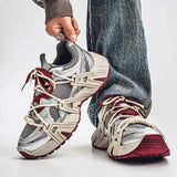 Breathable Thick Lace-Up Splicing Mixed Color Sneakers