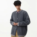Retro Knitted Fake Two Piece Button Up Cardigan