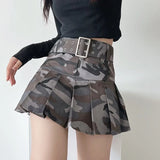 Pleated Camouflage Mini Skirt