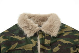 Camouflage Single Breasted Fur Collar Padded Jacket