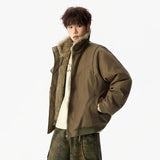 Streetwear Solid Color Padded Faux Fur Jacket