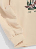 ALASKA Eagle Print Fleece Color Block Sweatshirt