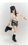Vintage Gothic Patchwork Off-Shoulder T-Shirt