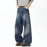 Contrast Color Straight Leg Denim Jeans