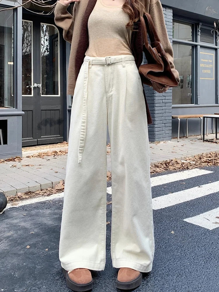 Elegant Cool Corduroy Wide Leg Pants